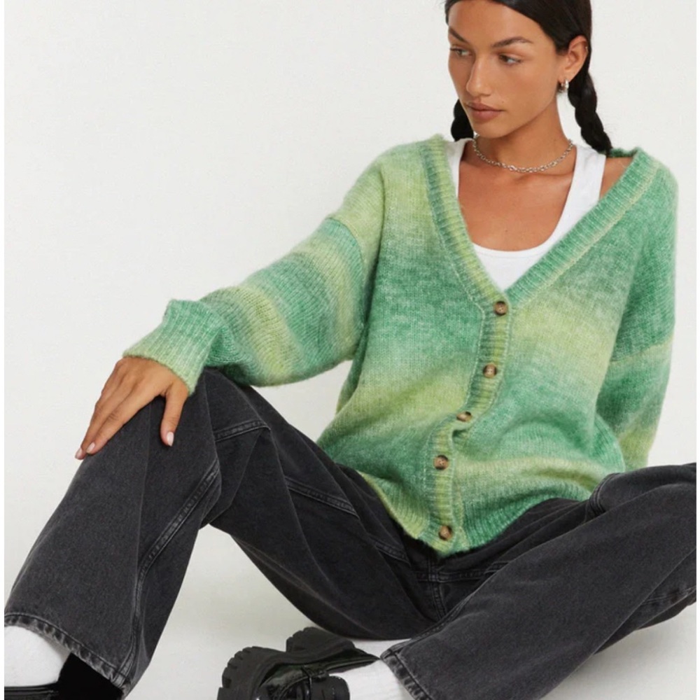 Motel Rocks Green Women's Sweater Uriela Cardi in Wool Green